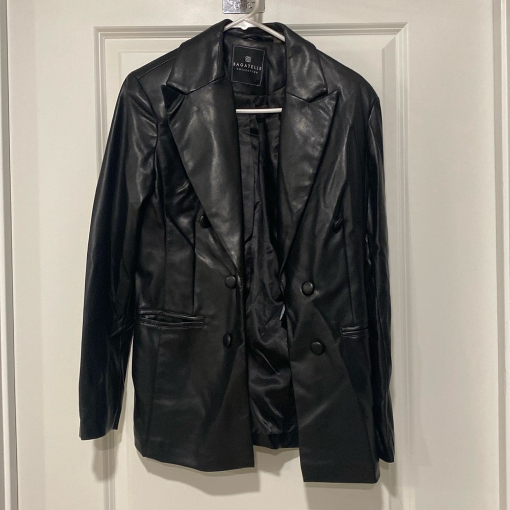 Bagatelle Collection Faux Leather Blazer Jacket